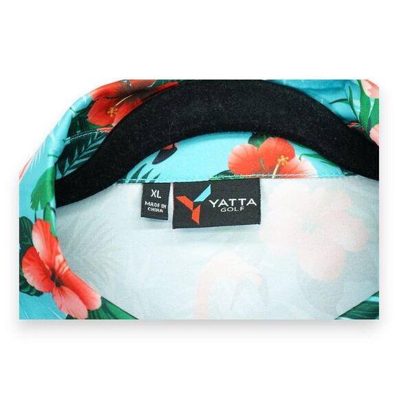 Yatta Golf Mens‎ XL Polo Shirt Tropical Pau Hana Flamingo Pattern - Picture 5 of 6